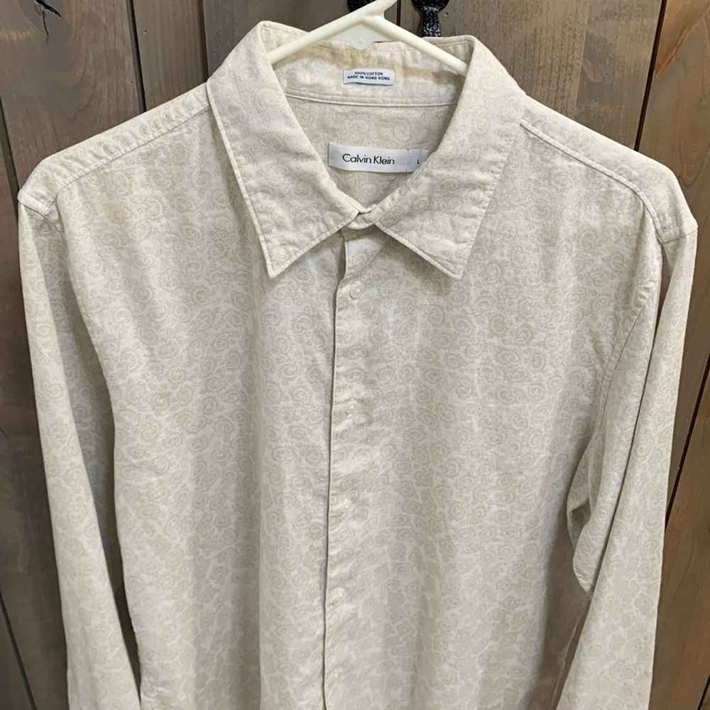 Calvin Klein Mens Floral Long Sleeve Shirt